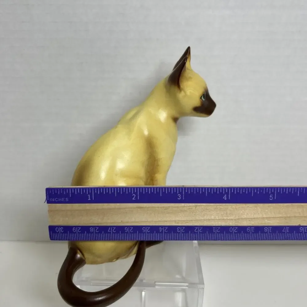Vtg Ceramic Siamese Cat Hand Painted Choc Point 5.5